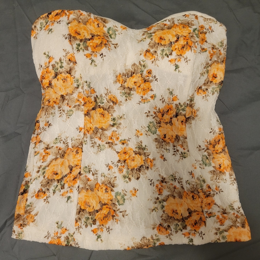 Strapless Floral Top Body Central